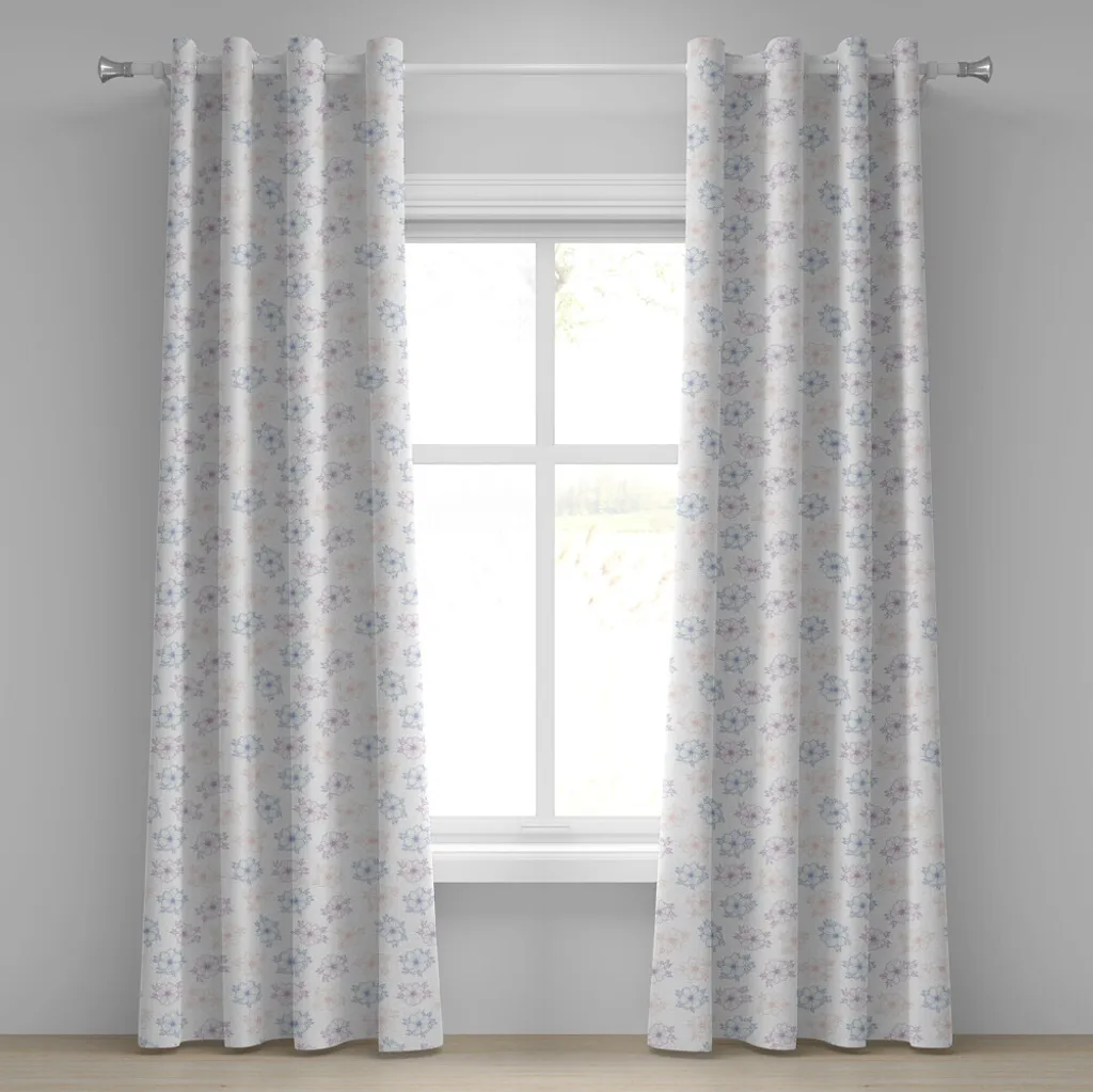Rideaux Motif Corsage Mariée Couleurs Douces ABAKUHAUS en Rose et Gris