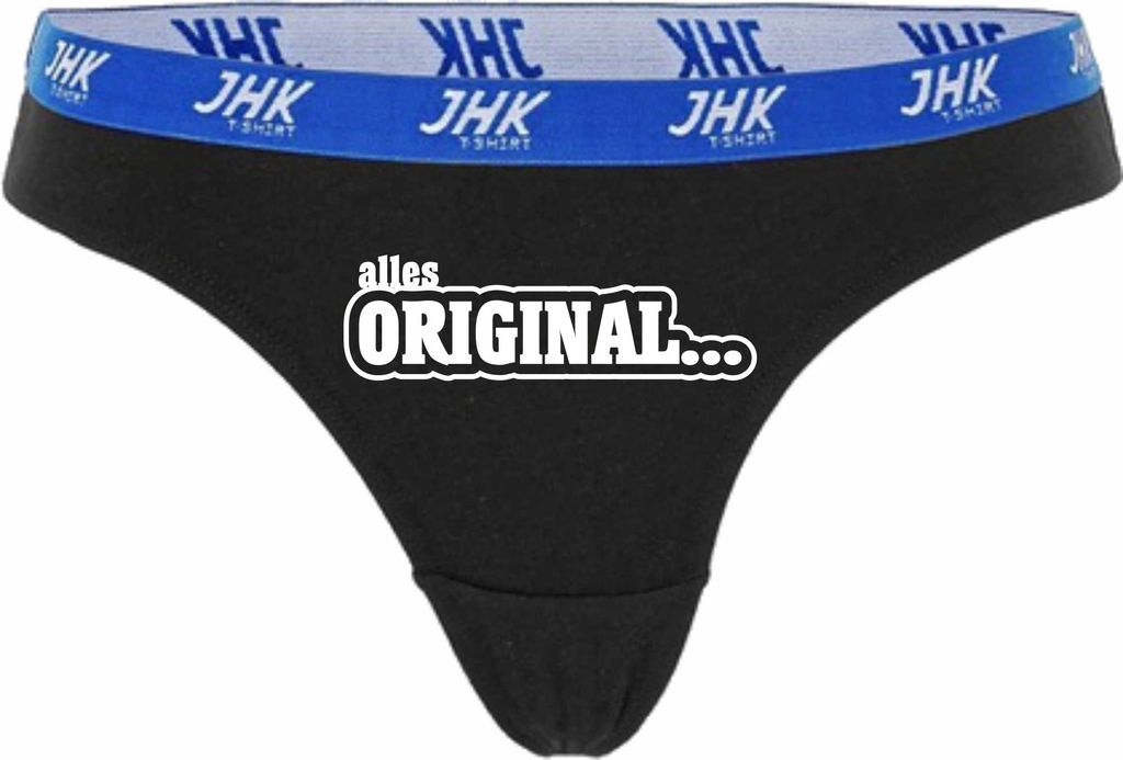 Damen Thong Slip - Boxer-0038-woman-black-h-M - schwarz - M - hinten - Alles Original - lustiges Motiv - Spruch - Unterwäsche - Unterhose - Freize...