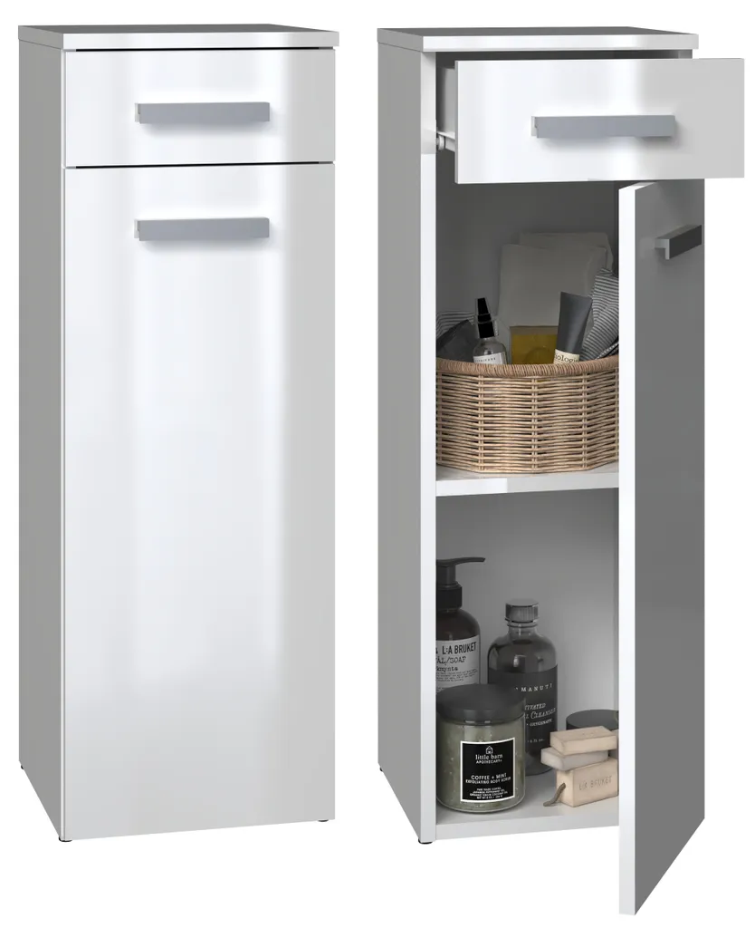 Mobile Basso Bagno Design ATSO Bianco High-Gloss con Cassetto