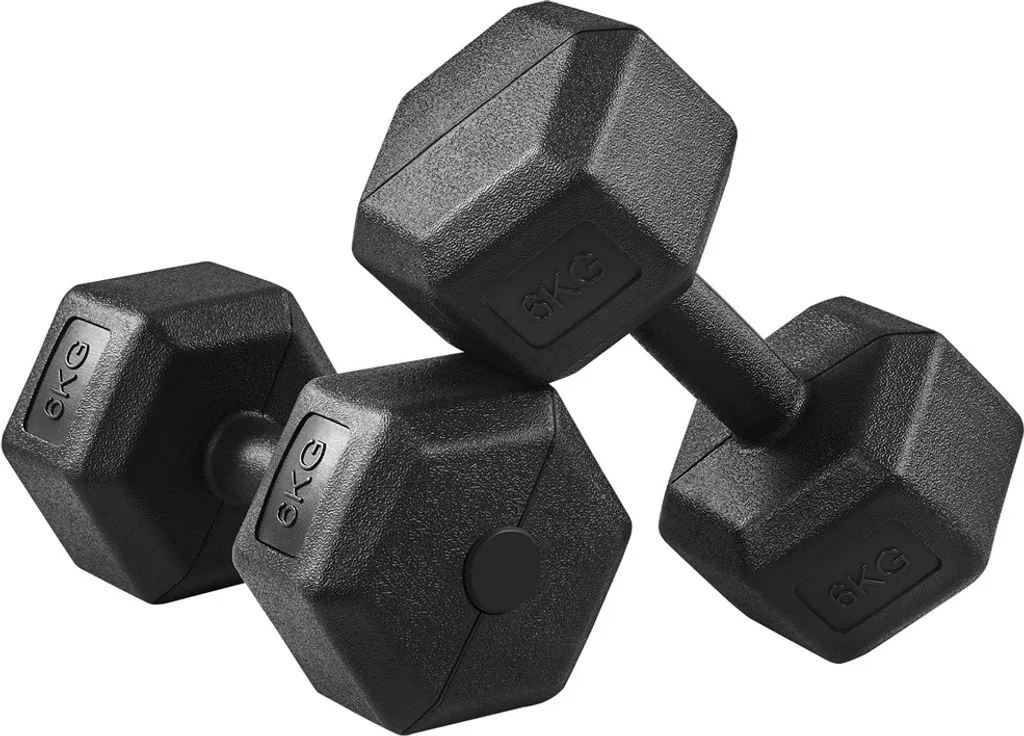 Haltères 6 kg Revêtement PVC Anti-Bruit et Stable pour Entraînement