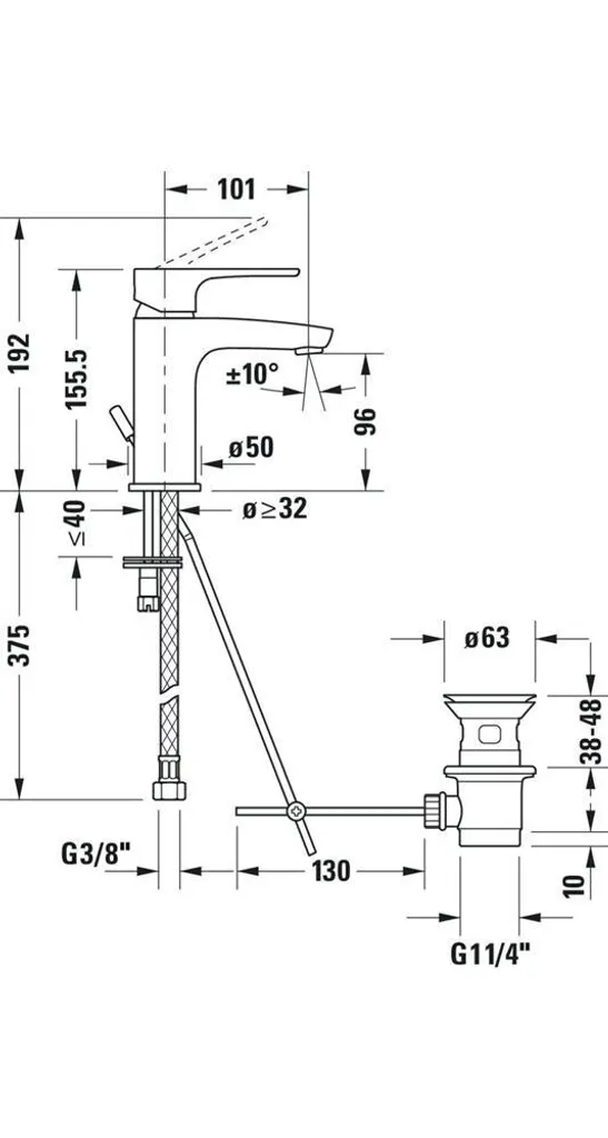 Duravit B.1 Miscelatore Monocomando Lavabo S Cromo B11010002010 - 6