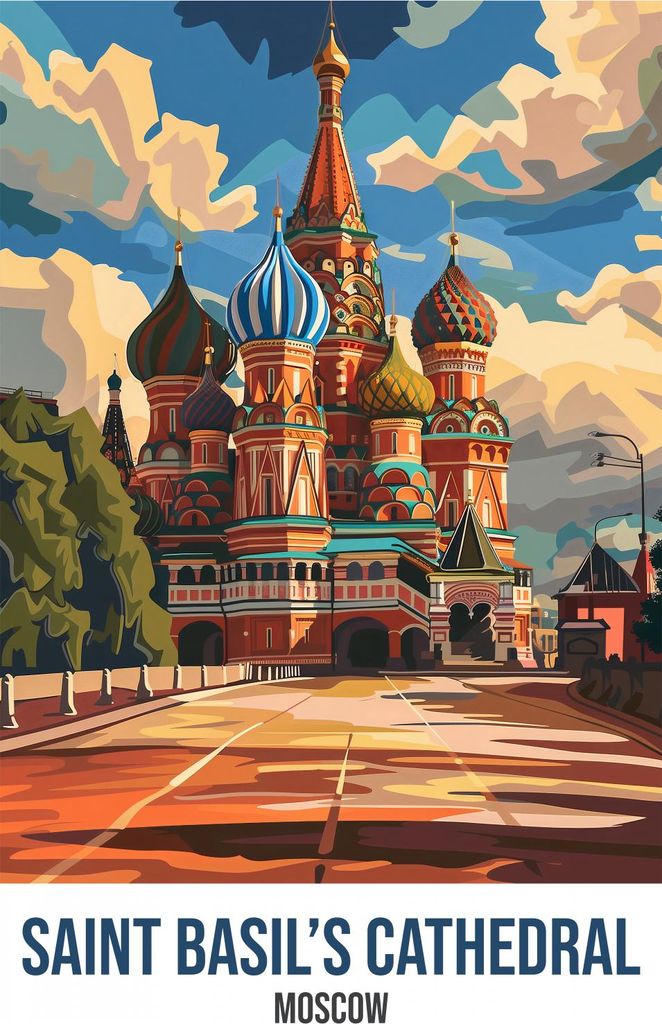 Plakat 68x98cm Basilius-Kathedrale, Moskau