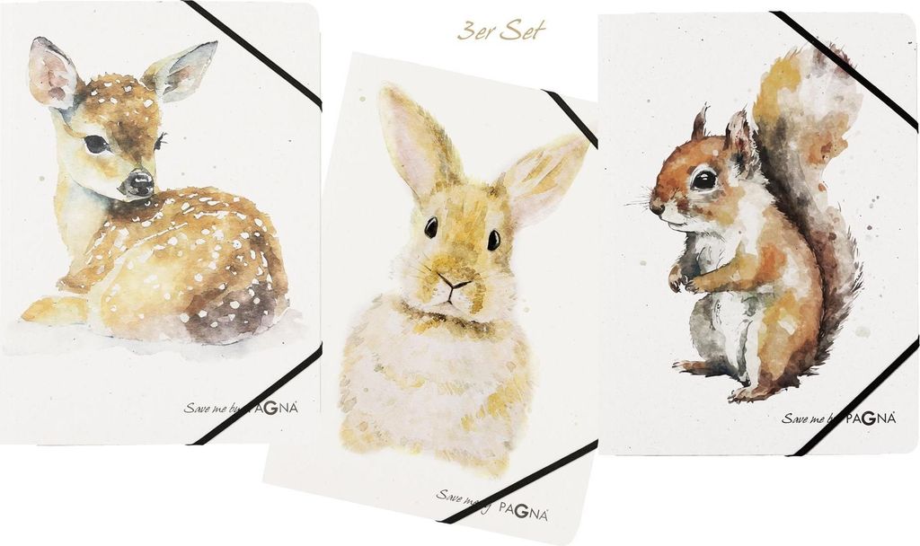 Pagna Set Gummizugmappe A4 Save me No.4 sortiert 3 Stück Produktbild 