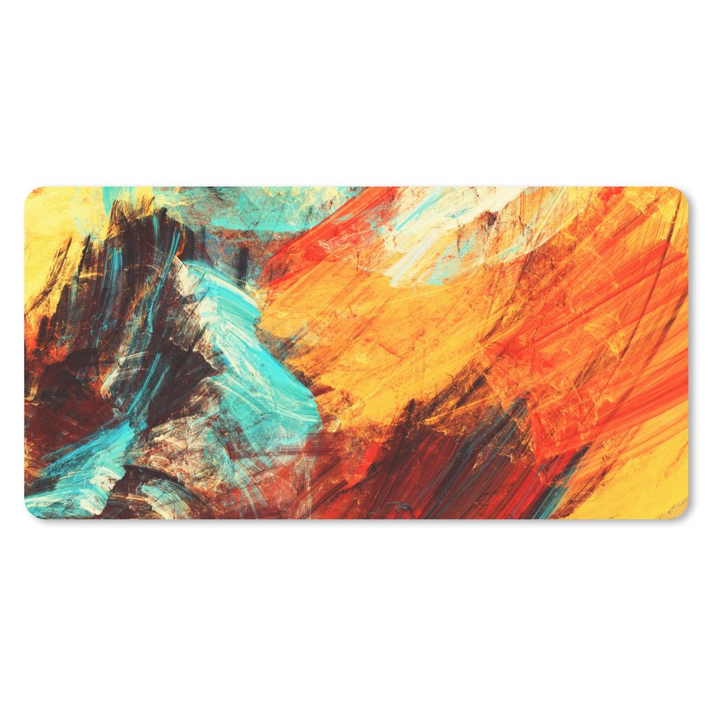 MuchoWow Schreibtischunterlage Gemälde - Abstrakt - Öl 80x40 cm - XXL Mauspad - Gaming Mauspad