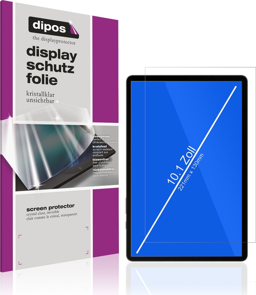 2x Schutzfolie für Tablet 10.1 Zoll (221mm x 130mm) klar Displayschutzfolie Folie Display Schutz dipos