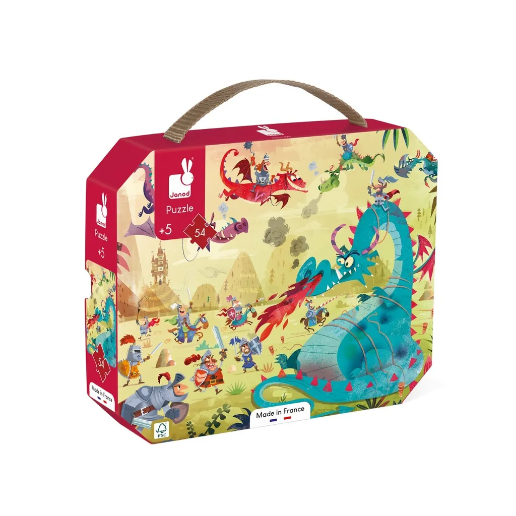 Puzzle Dragon 54 Pièces Janod avec Poster : Ne Perdez Plus Aucune Pièce