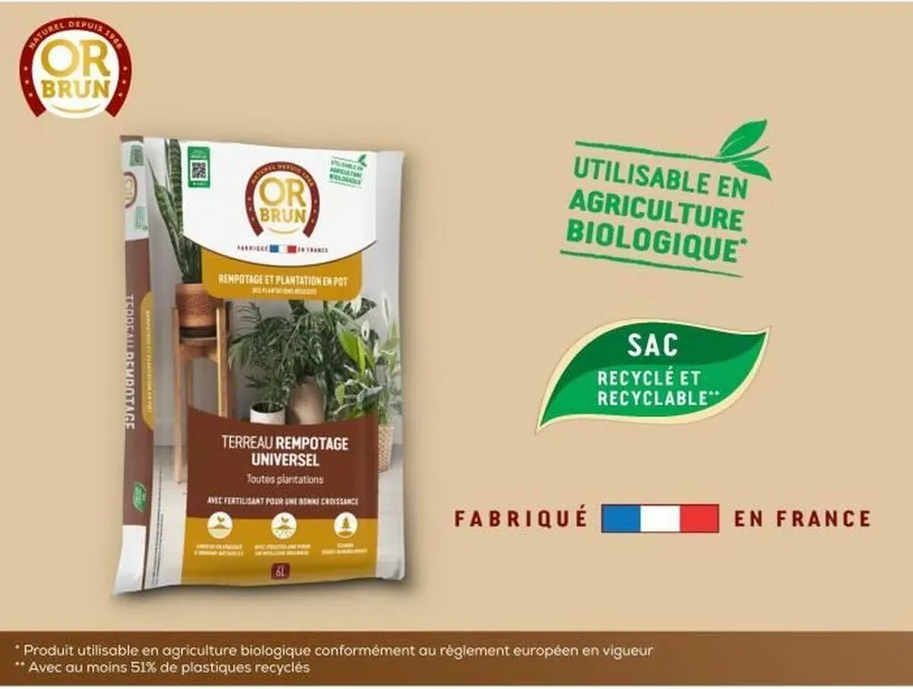 Terreau d'empotage Or Brun 6 L : Formule aérée avec rétention d'eau optimisée - 3