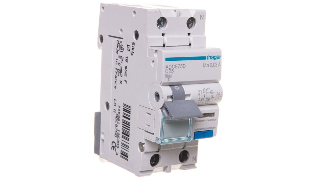 RCBO 2P C25A 0,03A Differenzialschutzschalter Typ AC ADC975D