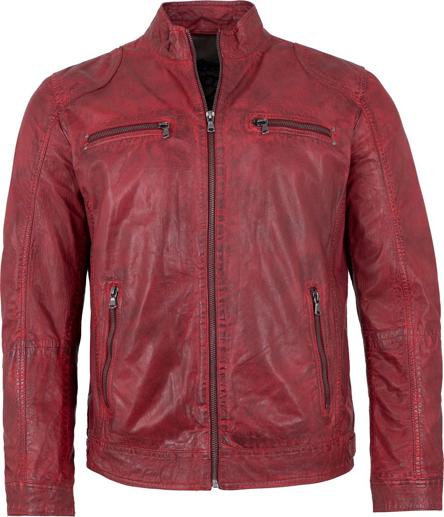 MADDOX - Herren Lederjacke Lammnappa dunkelrot : 62
