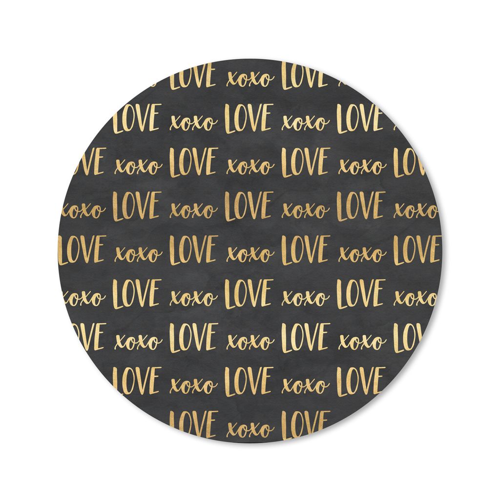 MuchoWow Mauspad Mousepad Muster - Liebe - Gold - Schwarz 20x20 cm - Mousepads - Maus Mat - Pad - Mausunterlage - Schreibtischmatte