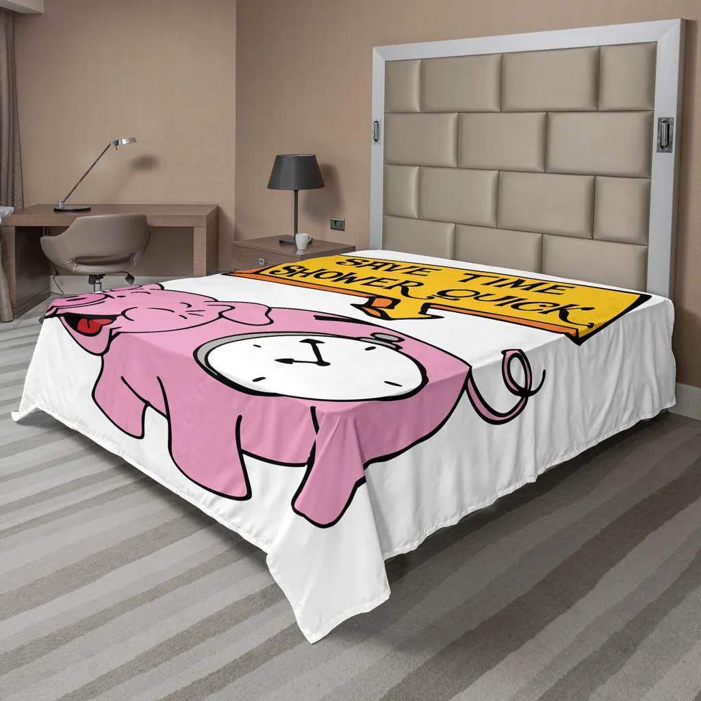 ABAKUHAUS Drap Plat Horloge Tirelire Rose et Jaune 266 x 260 cm