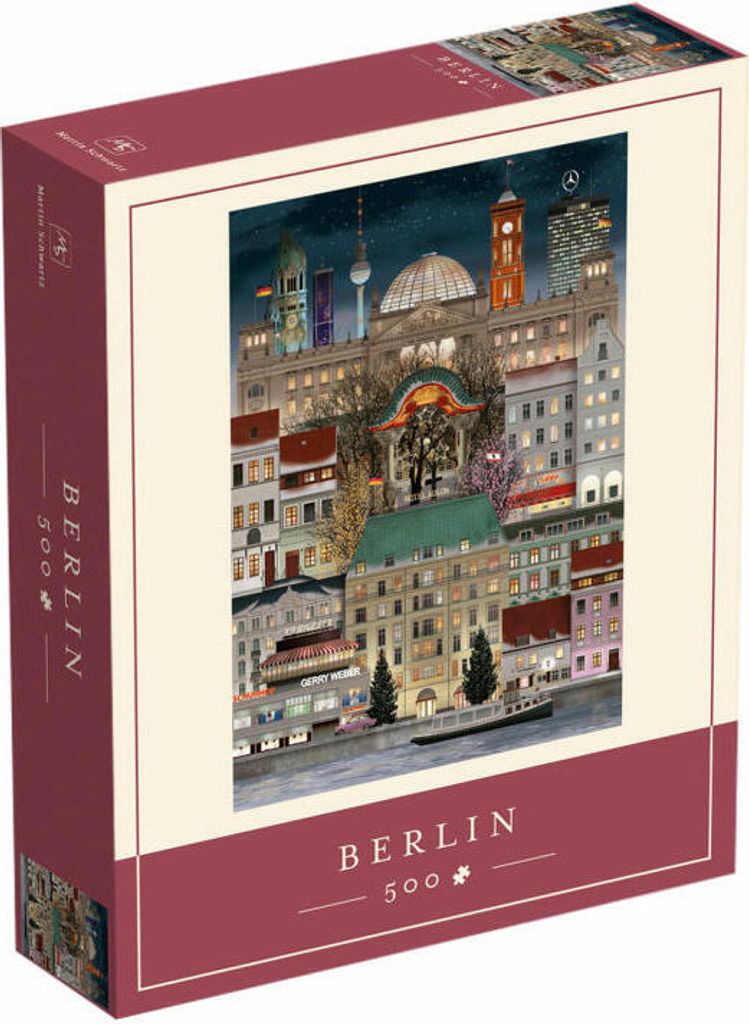 A puzzle box with a picture of Berlin at night.