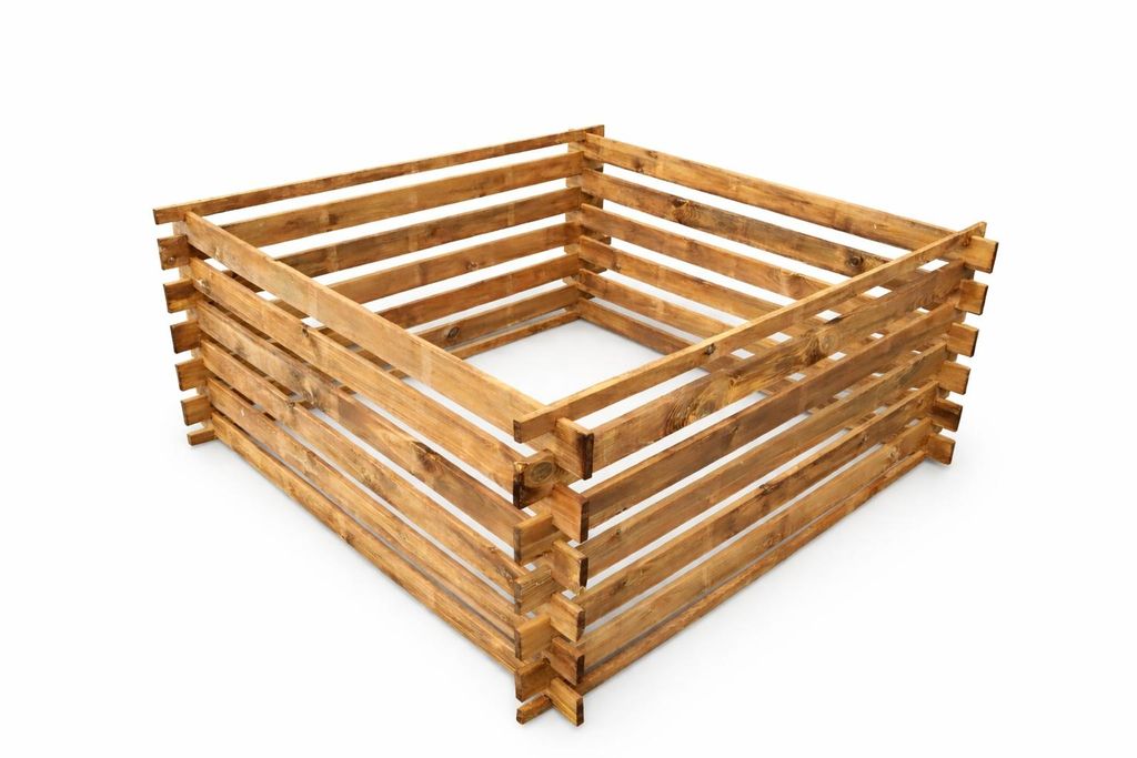 Holz Komposter 140 x 140 x 60 cm – Gartenkomposter aus imprägniertem Holz – Stabiler Holzkompostbehälter