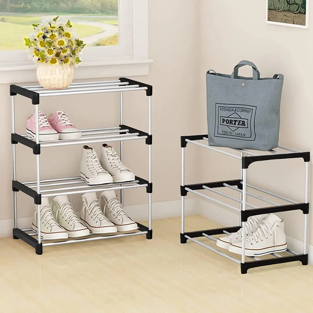 Range-chaussures 4 étages noir modulable petit format gain de place - 8