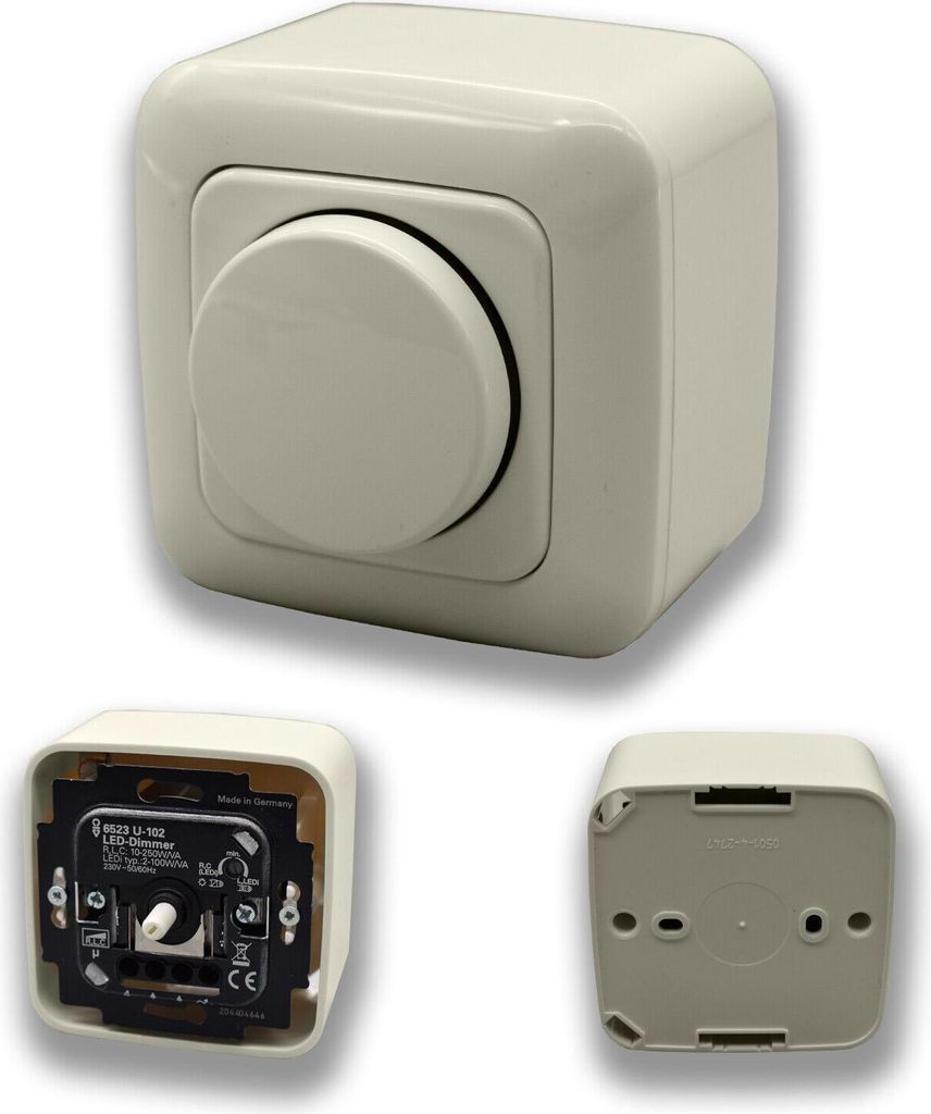 Busch Jäger LED Dimmer 6523U-102 Aufputz Komplett Set DURO Produktbild 