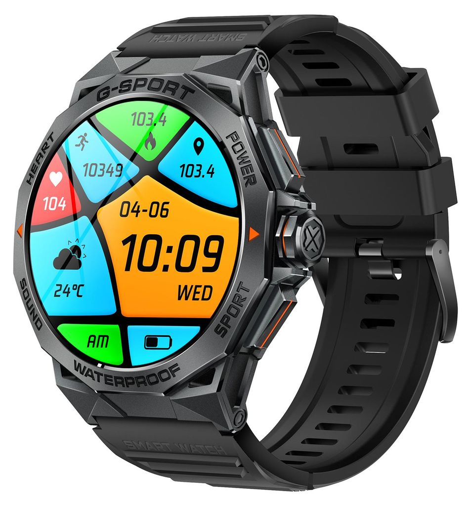 K62 Smart-Armband-Sportuhr, 1,43-Zoll-AMLOED-Bildschirm, Fitness-Tracker, IP67 wasserdicht, Schlaf-/Herzfrequenz-/Blutdruckmessgeraet, mehrere Spor...