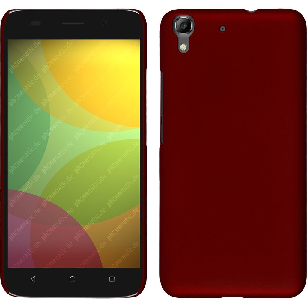 PhoneNatic Case kompatibel mit Huawei Honor 4A - Hülle rot gummiert Hard-case + 2 Schutzfolien