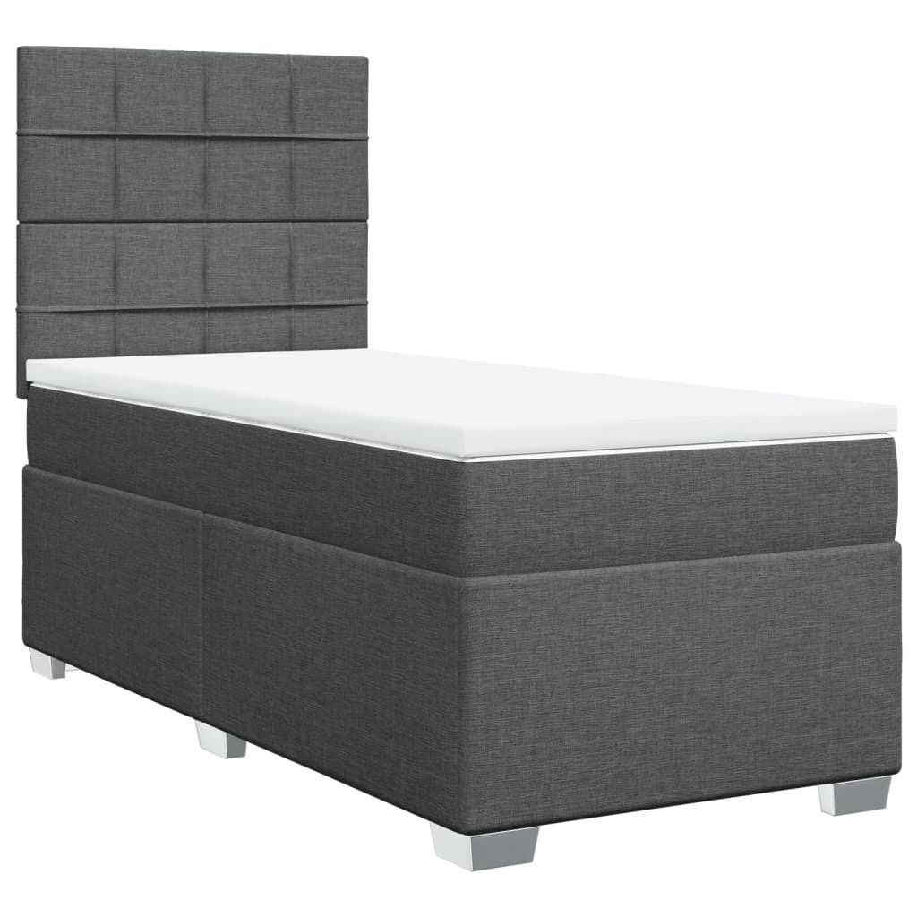 vidaXL Boxspringbett mit Matratze Dunkelgrau 100x200 cm Stoff