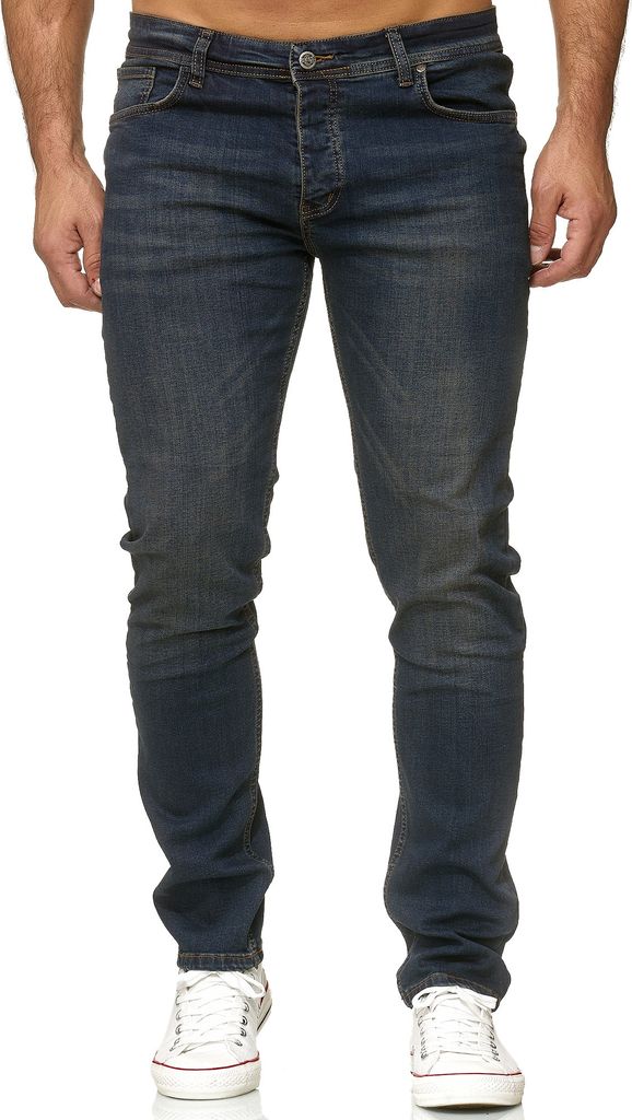 Reslad Jeans Herren Slim Fit Basic Herren-Hose Jeanshose Männer Jeans Hosen Stretch Denim RS-2091 Dunkelblau W33 / L34