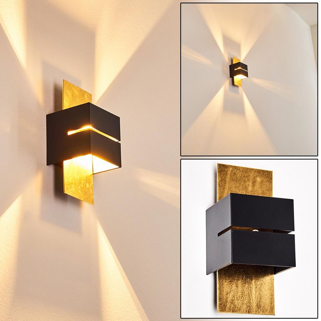 Reppia »Reppia« Wandlampe aus Metall in Schwarz/Gold mit Produktbild 