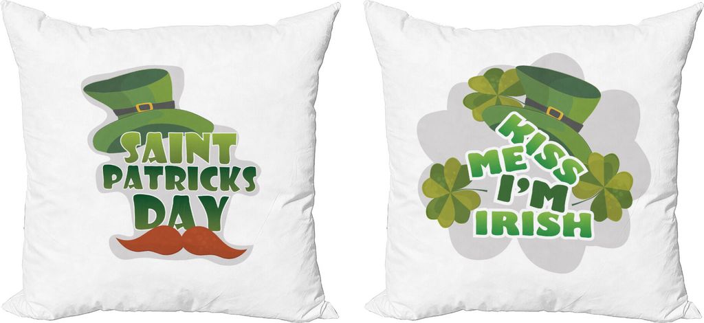 ABAKUHAUS St Patrick Tag Dekokissen Kissenbezug 2er Pack, Küss mich, Ich bin irisch, Modern Accent Doppelseitiger Digitaldruck, 45 x 45 cm, Grün ...