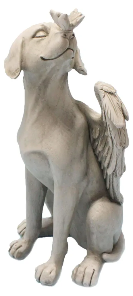 Statue Chien Ange en Résine Haute Qualité, Sculpture Finition Main