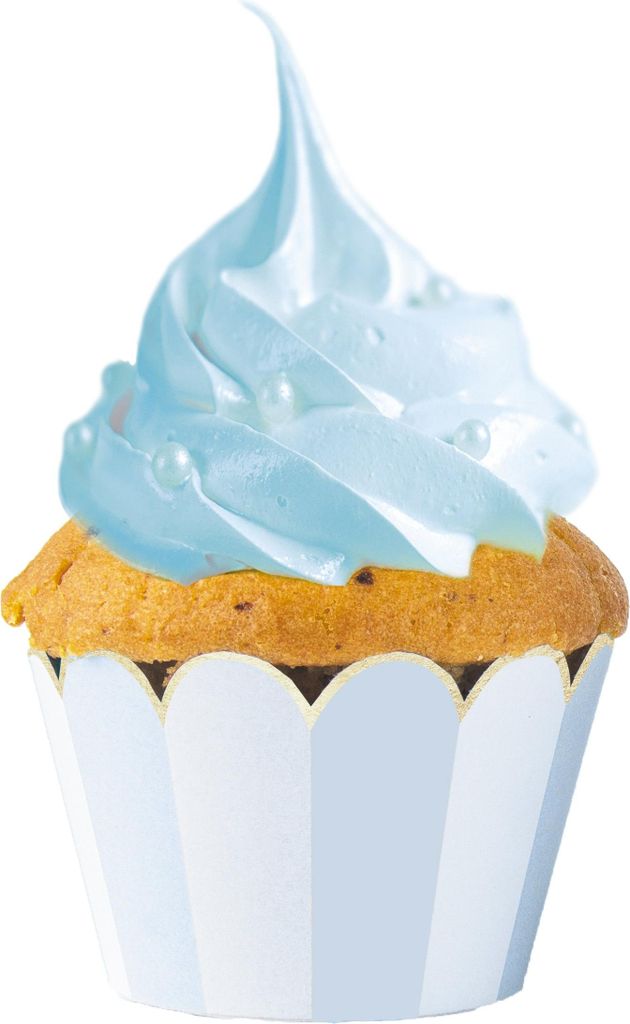 6 Cupcake Wrapper Blau Weiß für Muffins - Einheitsgröße