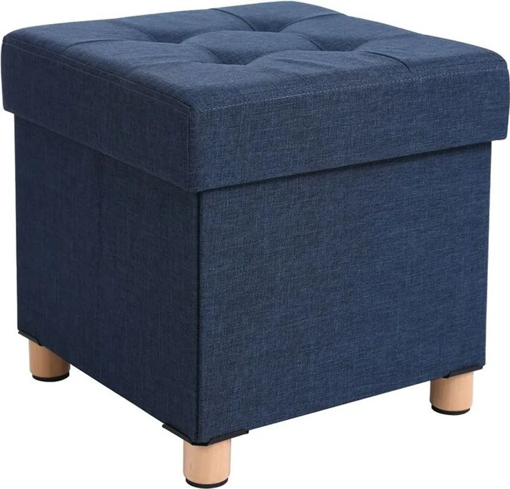 Repose-pieds Élégant avec Rangement - Tabouret Bleu Marine Confortable