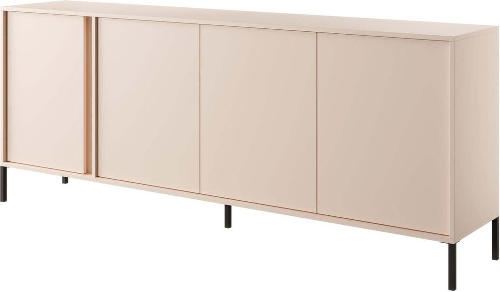 FURNLUX Anrichte Dast Beige Und Schwarz 203cm / Hauptfarbe: Beige / Abmessungen: 203 x 40 x 81 cm