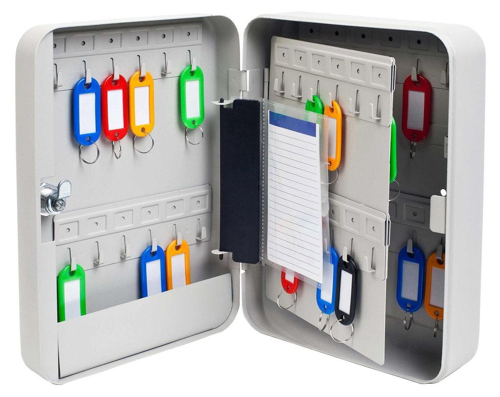 5x Schlüsselkasten für 48 Schlüssel inkl. Anhänger perlgrau
