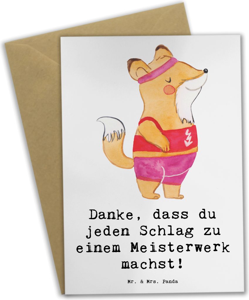 Mr. & Mrs. Panda Grußkarte Tischtennis Trainerin Kunstwerk - Weiß - Geschenk, Tischtennistraining, Sportart, Danksagung, geduld, einladungskarten...