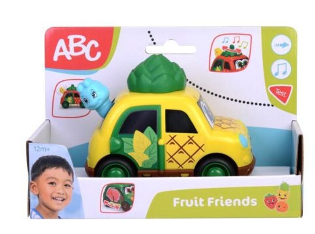 Ananas-Fruit-Friends-Kleinauto 12 cm mit Musik und Babyzubehör für 1+