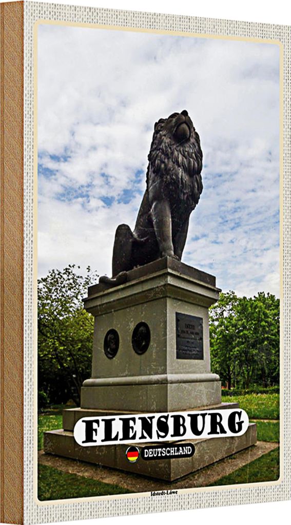 Holzschild Städte Flensburg Idstedt-Löwe Skulptur 20x30cm