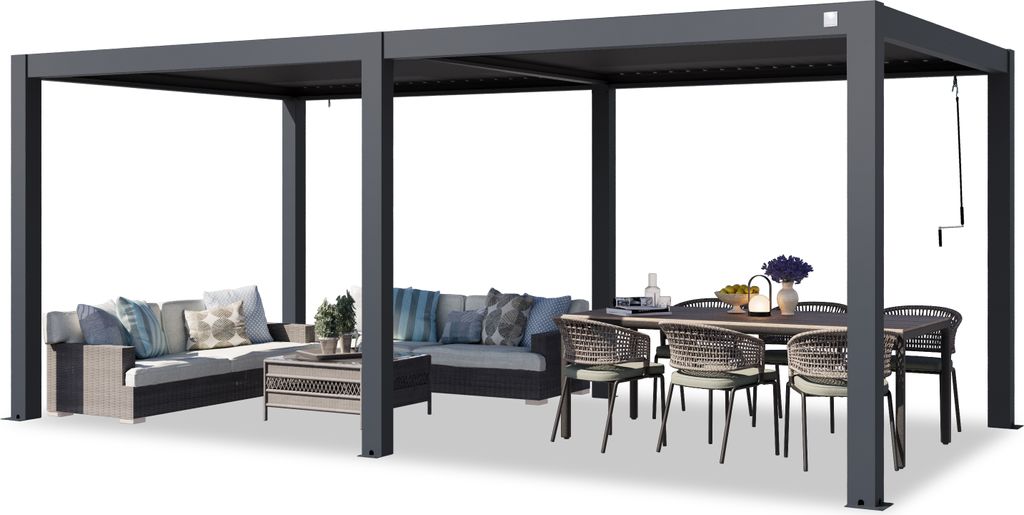 PRIMEYARD Pergola 3x6 m Aluminium Pfosten mit Lamellendach aus Aluminium anthrazitfarbene Terrassenüberdachung