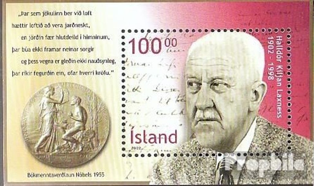 Briefmarken Island 2002 Mi Block30 (kompl.Ausg.) postfrisch Halldor Laxness