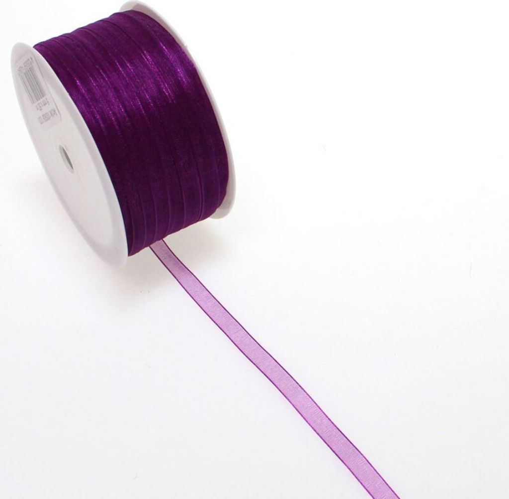 50m Antennenband Organza 6mm breit mit Webkante Dekoband Schleifenband, Farbe:violett