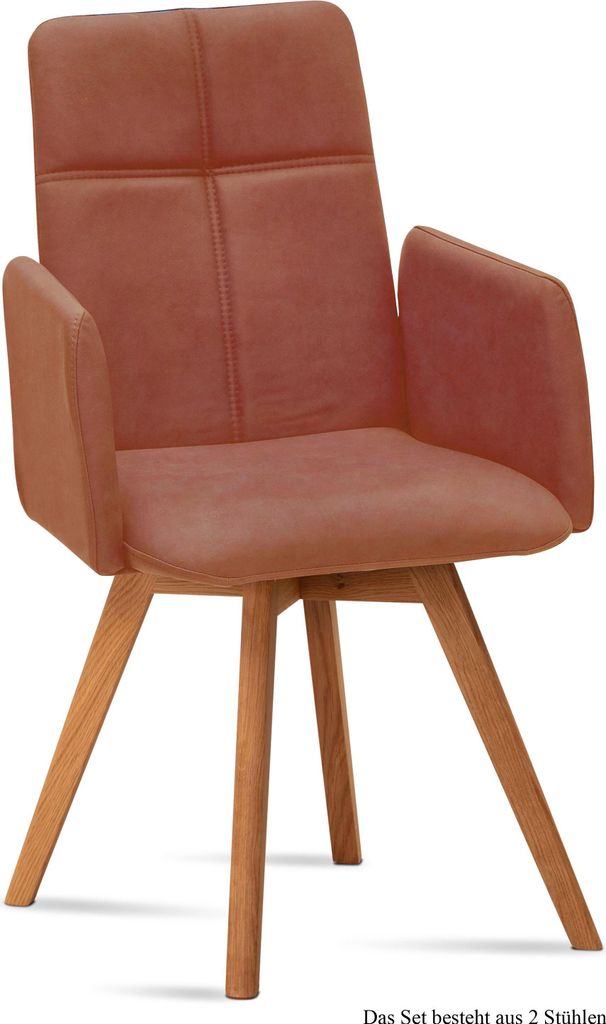 Armlehnstuhl (2er-Set) Dinah 52x92x60 Eiche geölt/Cognac