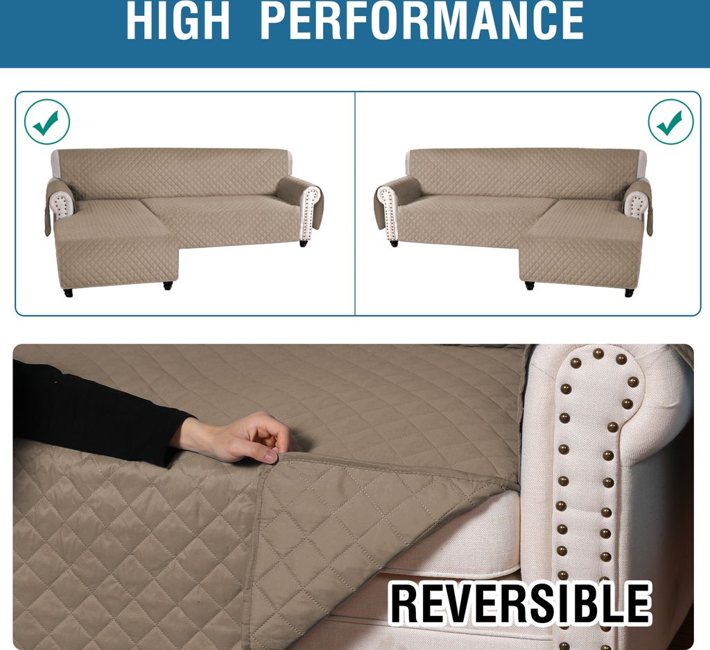 Topchances L Form Sofaüberwürfe, Wasserabweisend rutschfest Sofa Schutz Abdeckung für Ecksofa, Wendbarer Möbelschutz Hussen vor Haustiere und K...