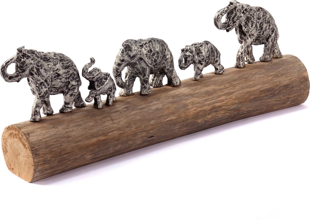 DEKO AUFSTELLER "FAMILY WALK" | Mangoholz | Elefanten Skulptur