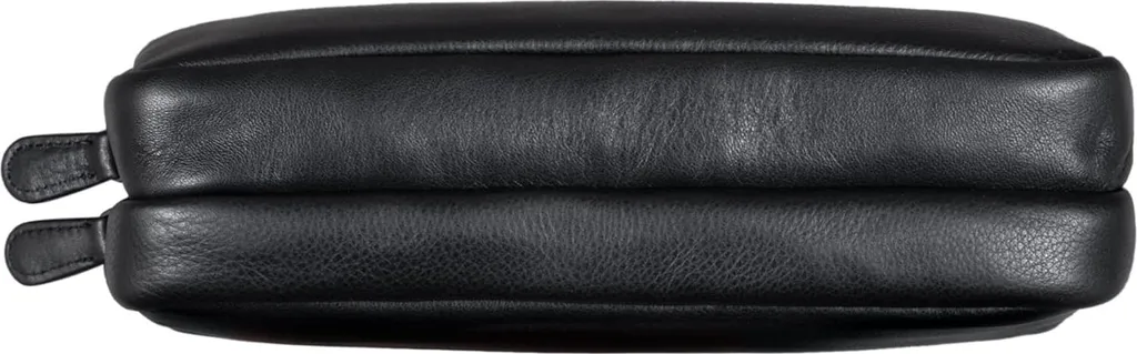 Trousse de toilette et de bureau en cuir noir - Idéal voyage et dessin