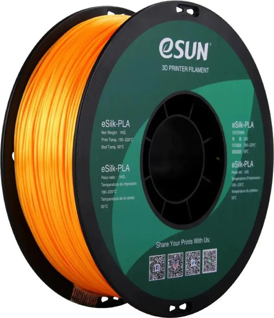 eSUN eSilk-PLA Or 1.75mm 1kg : Filament Brillant sans Retrait ni Warping