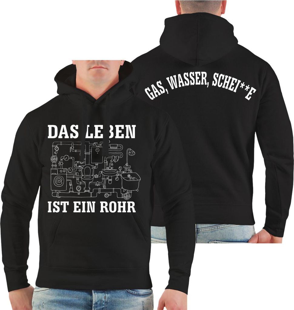 Herren Kapuzenpullover Installateur Klempner Das Leben ist ein Rohr