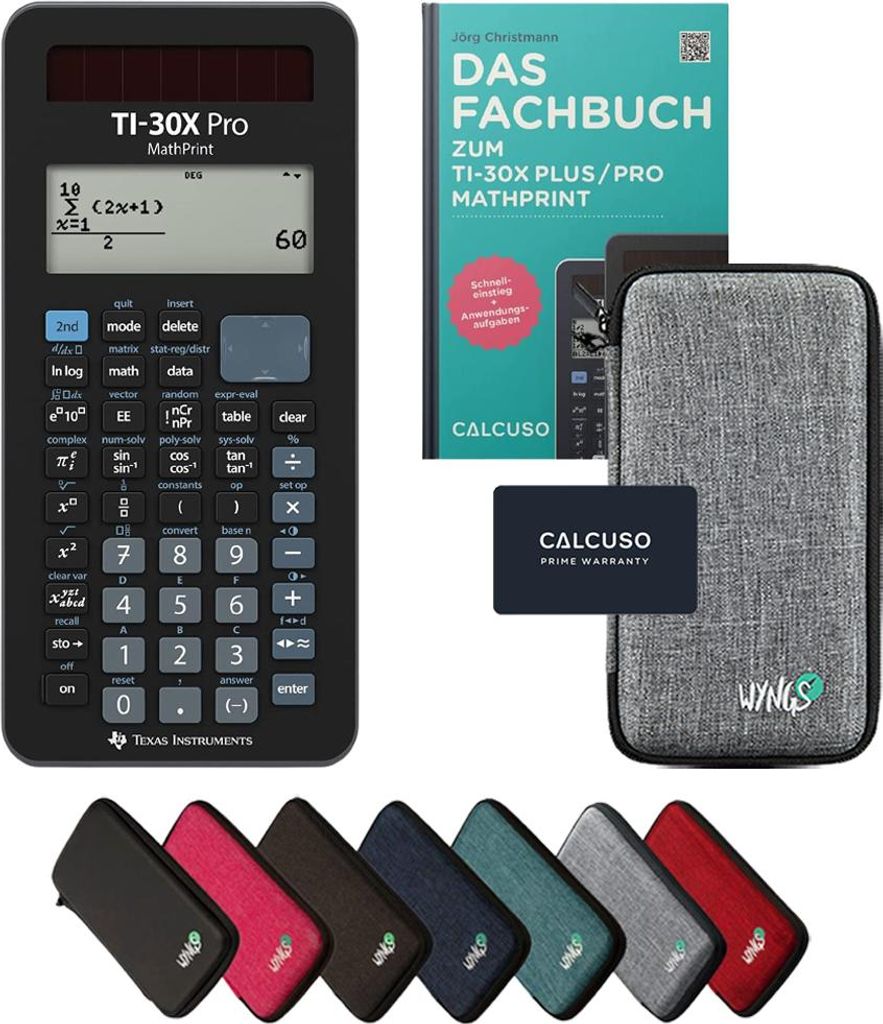 TI-30X Pro MathPrint inkl. Schutztasche Hellgrau & Fachbuch Produktbild 