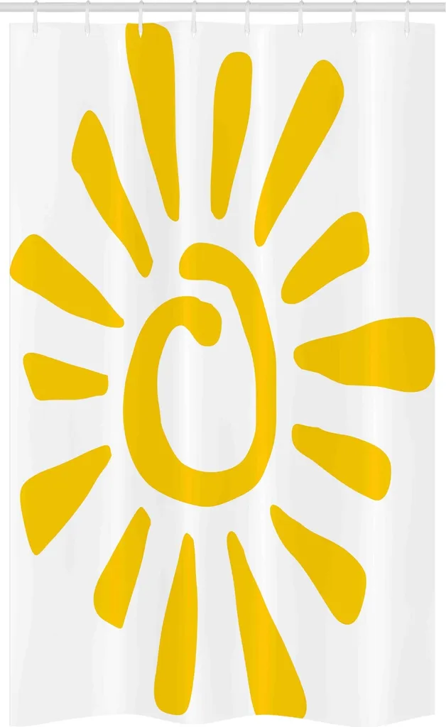 Tenda da Doccia Lavabile 120x180 Giallo Bianco ABAKUHAUS Sole