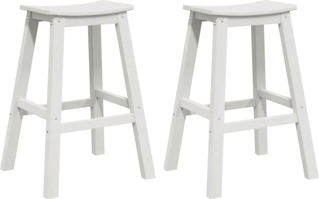 Tabourets de bar blancs en HDPE stables et anti-rayures lot de 2 pièces