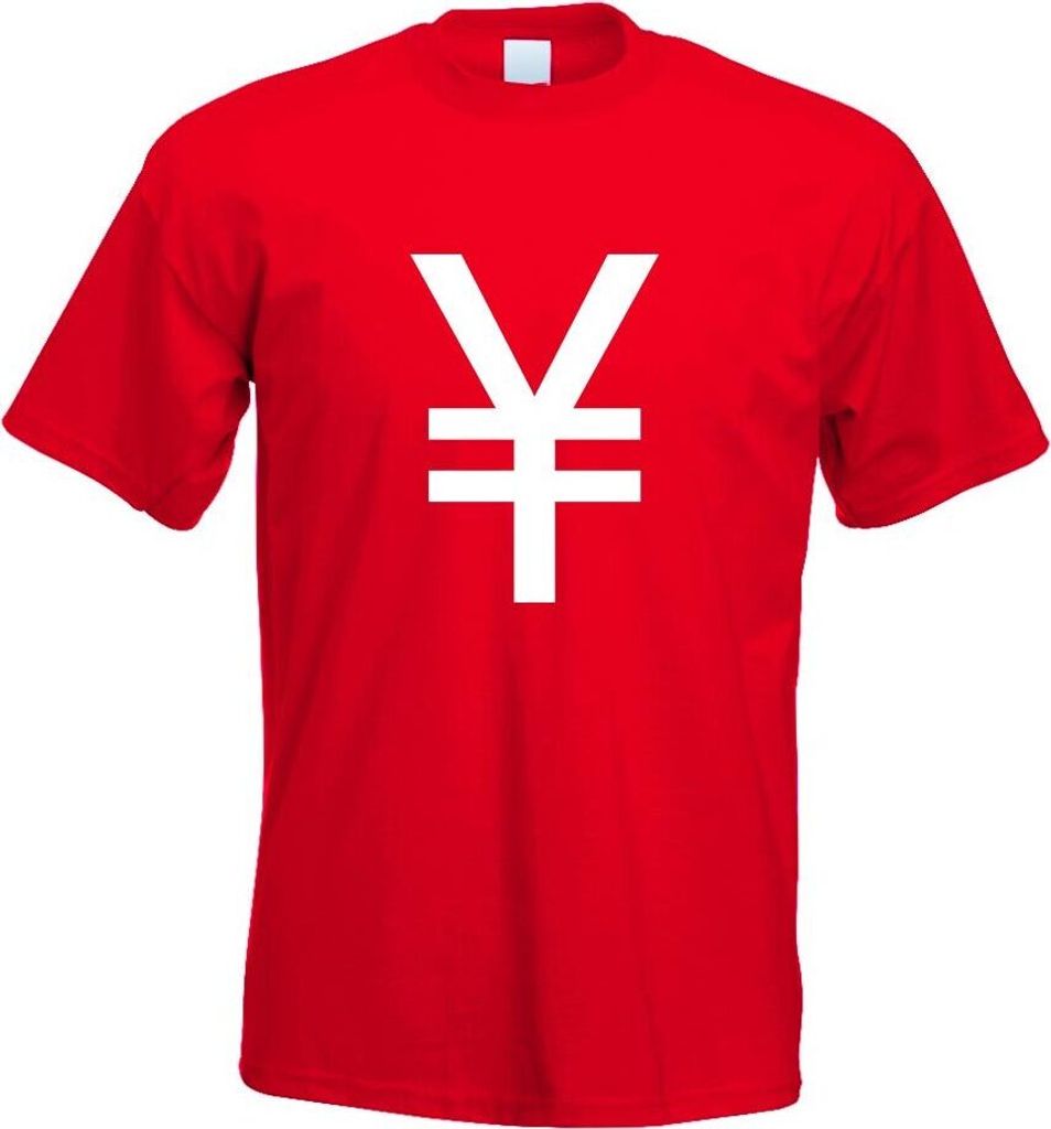 Kiwistar - T-Shirt - rot - Japanischer Yen Symbol Motiv Bedruckt Funshirt Design Print - mit Motiv Bedruckt - Funshirt Design - Sport - Freizeit - ...