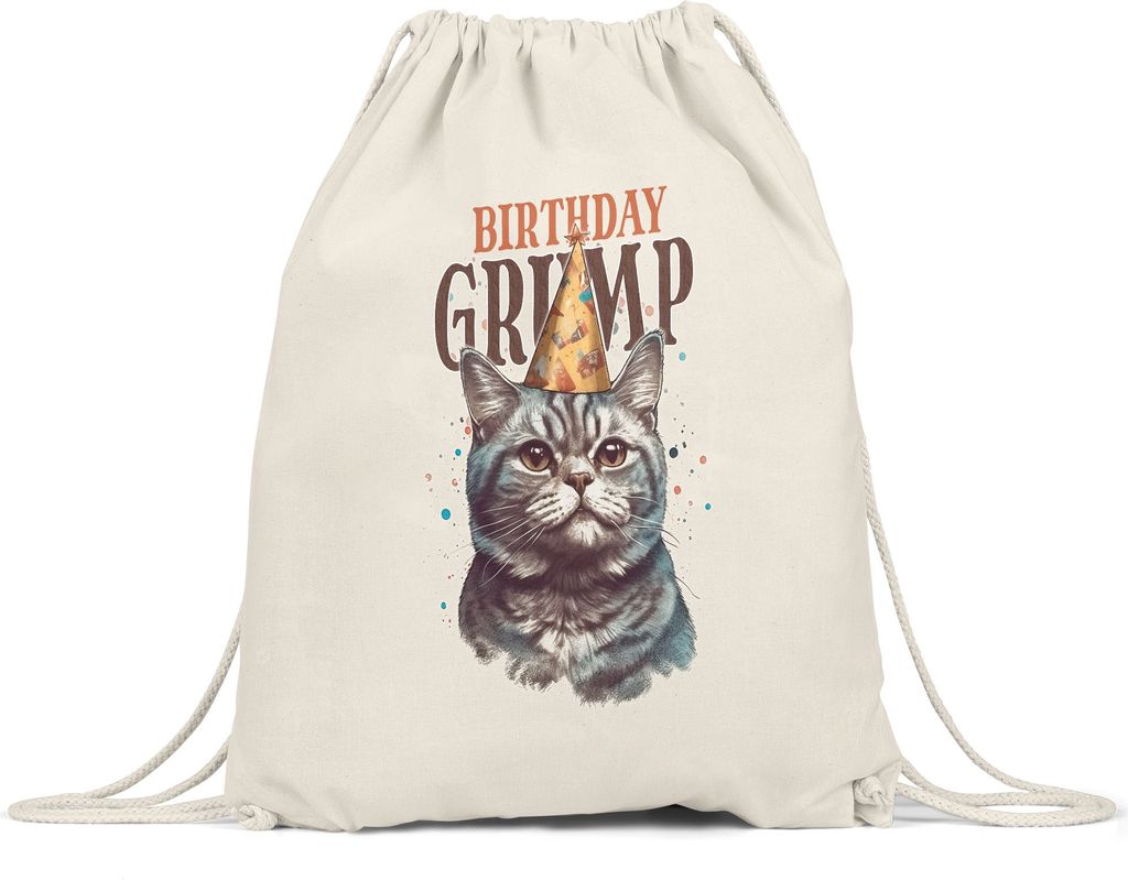 Birthday Grump Turnbeutel Katzenbesitzer Happy Birthday Produktbild 