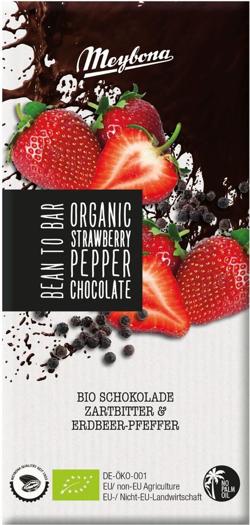 Meybona Schokolade ZARTBITTER & ERDBEER-PFEFFER, 100g