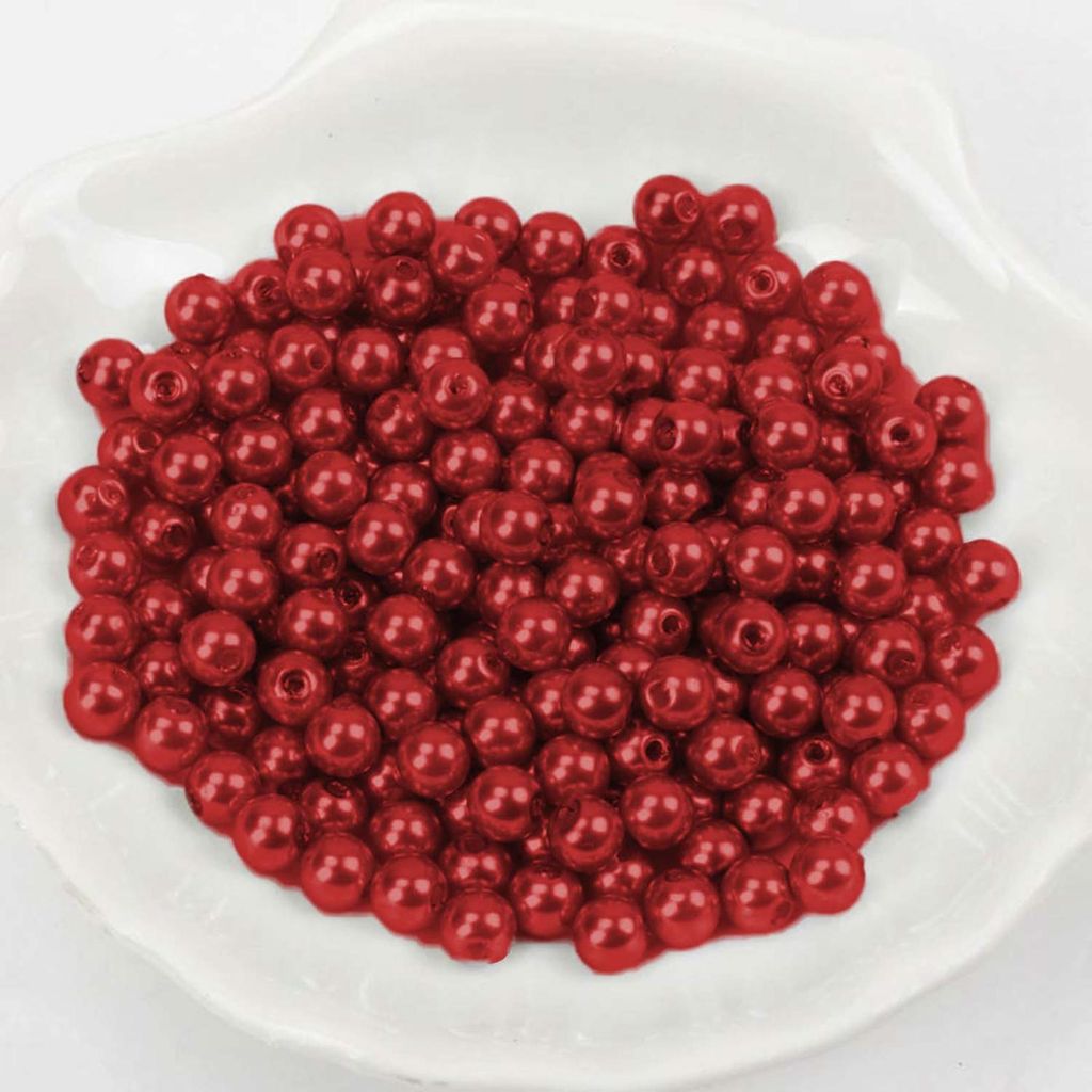 Wachsperlen ca. 100 Stück, 8mm, Rot dunkel / Burgunder Produktbild 