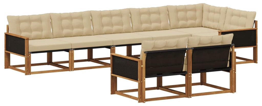 vidaXL Outdoor-Sofagarnitur mit Kissen 8 pcs Natur und Beige